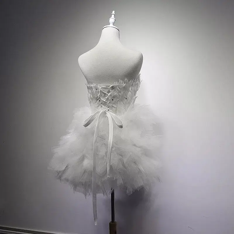 Летнее пляжное платье с перьями для свадьбы Vestido Noiva Praia простое без бретелек Casamento