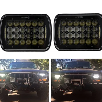 

2 Pcs 5x7" LED Square Headlights With Daytime Running Light For Jeep XJ Cherokee MJ Comanche Truck 7X6 Inch Rectangular Headlamp