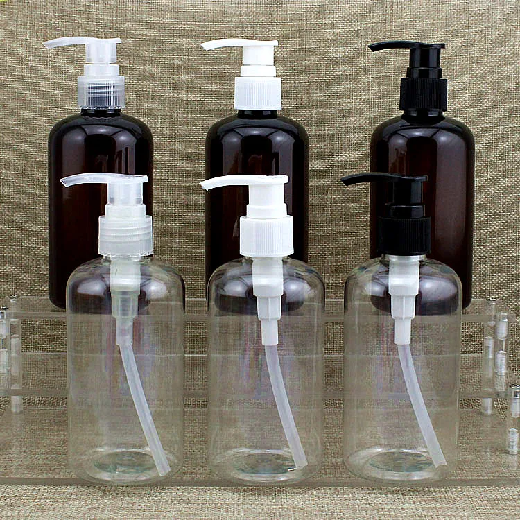 

20PCS/LOT 250ml PET Lotion Pump Bottle,Amber Plastic Cosmetic Container,Empty Shampoo Sub-bottling,Essential Oil Bottle