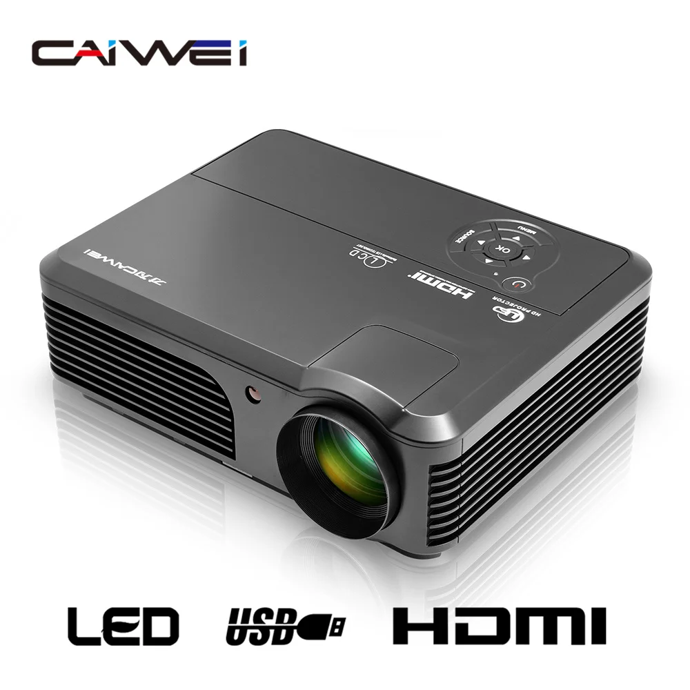 

CAIWEI Home Movie Theater Projector LCD LED Poryector HD Audio Video Proyector HDMI USB VGA Beamer for phone entertainment