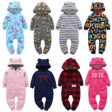Детские комбинезоны, зимняя плотная одежда из хлопка для альпинизма, теплый комбинезон на молнии для новорожденных мальчиков и девочек, вязаный свитер, верхняя одежда с капюшоном
