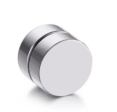 Панк мужской сильный магнит нержавеющая сталь круг магнитный зажим серьги на магнитах поддельные пробки без пирсинга клип на ювелирные изделия одна пара - Окраска металла: Silver 12mm--1 pair