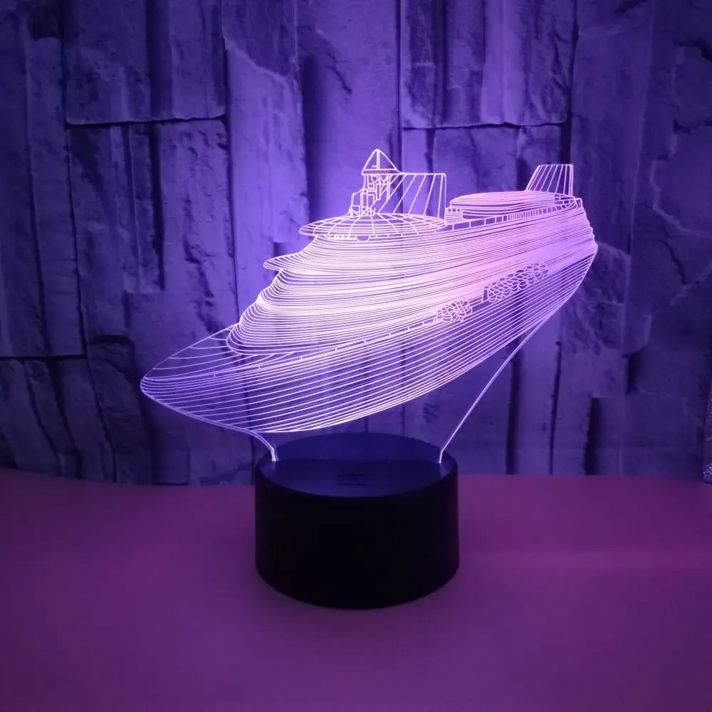 

Новая яхта 3d ночной Светильник цветной сенсорный дистанционный светодиодный визуальный 3d маленький светодиодный ночсветильник Рождественский подарок светильник
