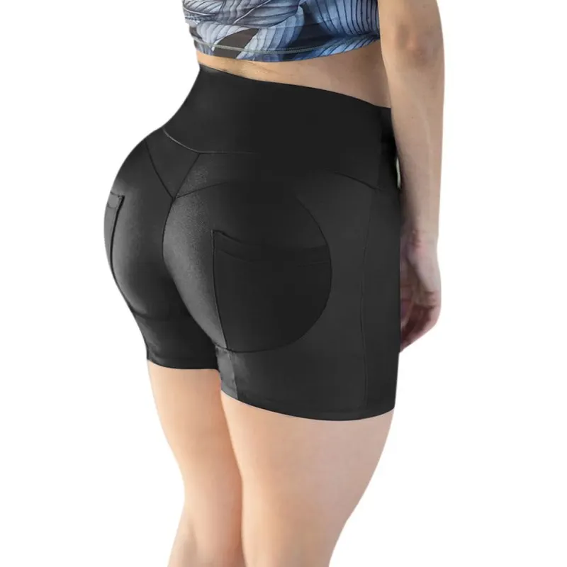 Женская высокая талия с косыми карманами для бега спортивные быстросохнущие обтягивающие тянущиеся для фитнеса шорты