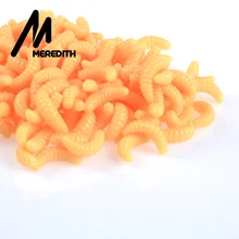 Продвижение Мередит горячее надувательство 200 шт 2 см 0.38 г личинка grub мягкие приманки приманки запах черви светящиеся креветки Прикормы JXC02-2