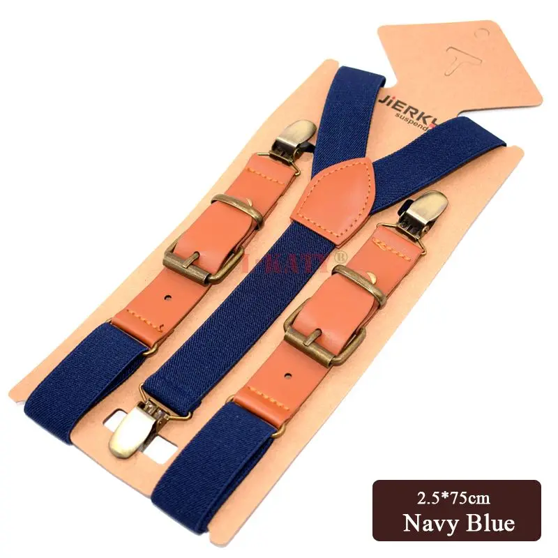 1 ''ширина 29,5'' Длина Детские подтяжки для мальчиков детские подтяжки Y-back форма брюки подтяжки эластичный ремень 7 цветов - Цвет: Navy blue