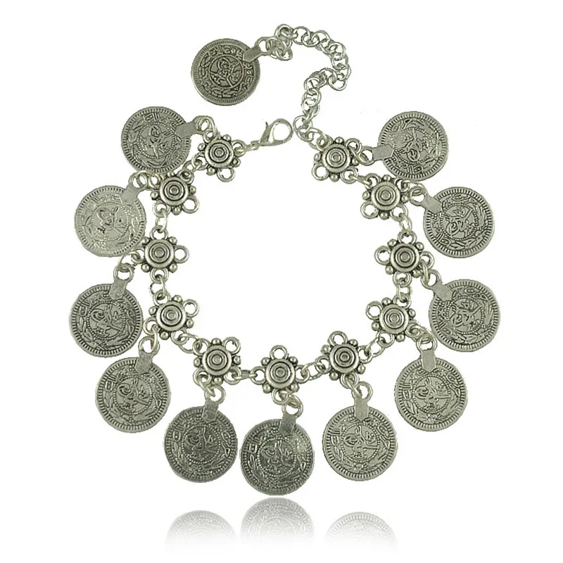 

Retro alloy coins maxi bracelet bohemian tassel coin bracelet jewelry for women
