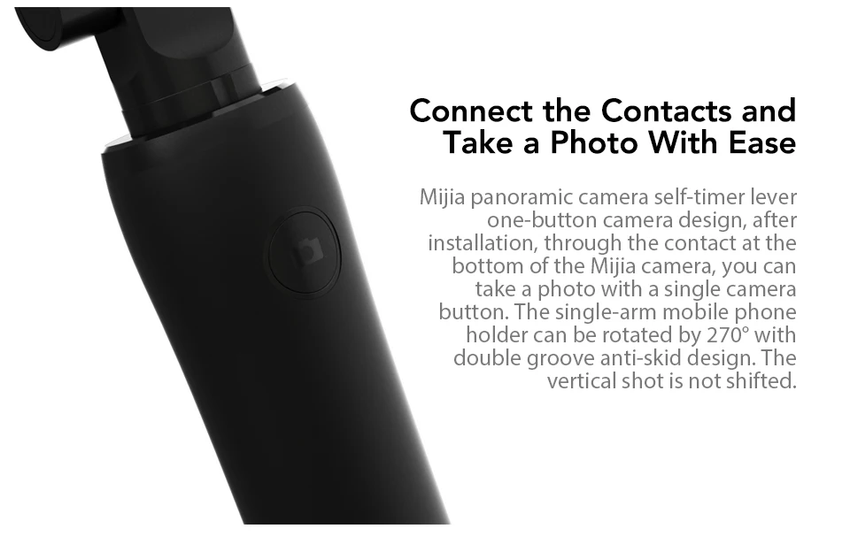 Xiaomi Mijia Extendable Selfie Stick Remote Shutter Holder for Panoramic Camera 270 Degrees Rotation Widely Compatible Black (5)