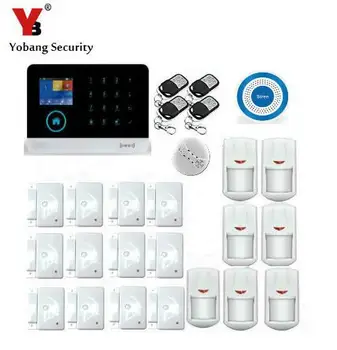 

Yobang Security Android ios APP Control Wireless WIFI GSM SMS Alarm System With PIR Motion Sensor Blue Siren Smoke Alarm Kits