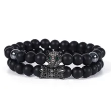 Леопардовый браслет пара браслетов для женщин ювелирные изделия Bileklik Pulseira для мужчин и для женщин мужчин Pulseras De Bolitas Stone