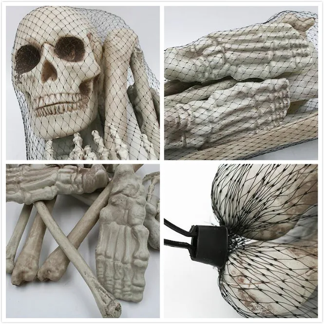 12 шт./компл. скелет Хэллоуин реквизит Пластик похожая на настоящую человеческие кости Статуэтка-череп для ужасов Хэллоуин вечерние украшения WYQ
