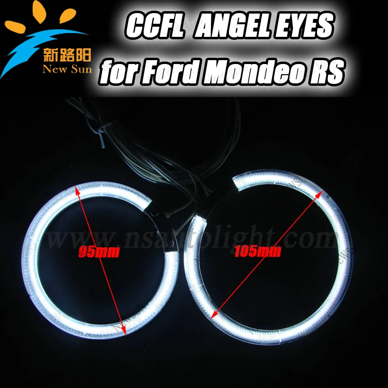 

4pcs ccfl ring for Mondeo RS CCFL angel eyes ring 105mm& 95mm full circle halo ring bulbs 9-16V DC car head lamp for Ford