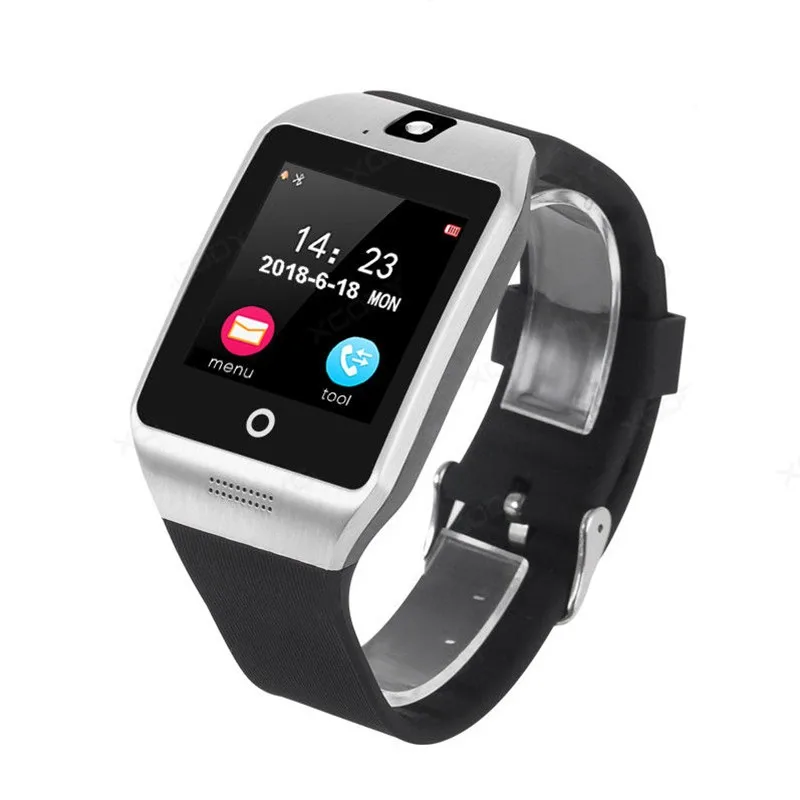 Bluetooth Смарт часы Q18 с камерой Facebook Whatsapp Twitter Синхронизация SMS Smartwatch поддержка SIM TF карта для IOS Android PK DZ09