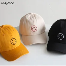 Baseball Caps Women Solid Adjustable Smile Embroidered Sun Shading Womens Cap Leisure Chic Korean Style Hip-hop Trendy All-match