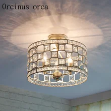 

American style crystal ceiling lamp dining room bedroom entrance corridor French circular LED ceiling lamp free shipping