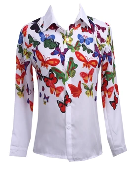 

ITFABS Newest Arrivals Fashion Hot Women Printed Flower Butterfly Casual Loose Long Sleeve Shirts Ladies Fashion Shirt Tops