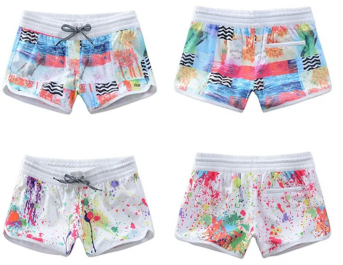 Women white beach shorts female multicolor Boardshorts wetsuit shorts ...