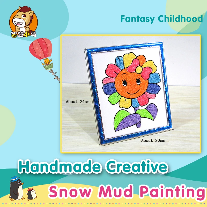 

New Style Hot Snow Mud Paintings Flocking Board Green Environmental Protection Material Children Handmade Puzzle DIY Toys Games