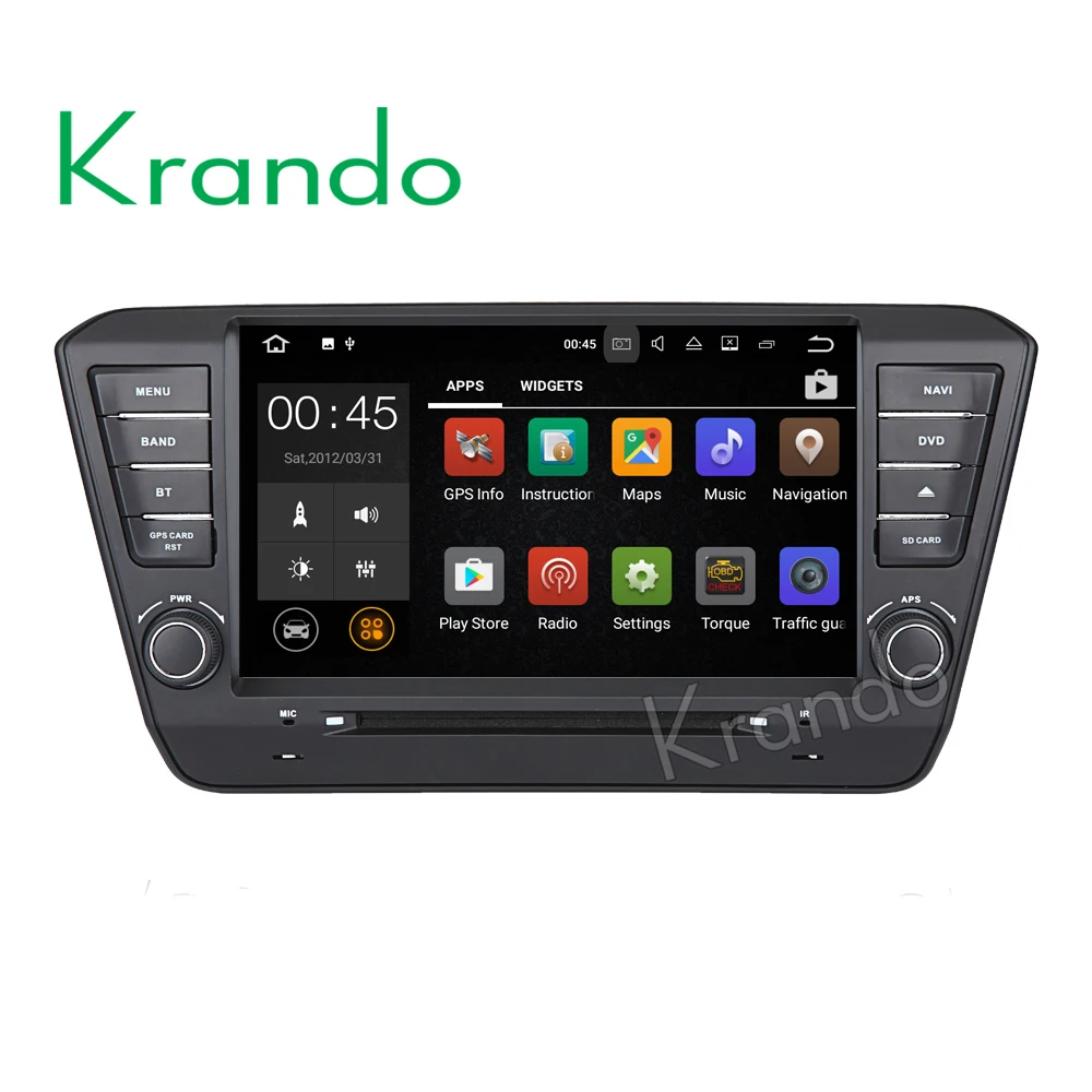 Krando 9" Android 8.0 car audio navigation multimedia system for Skoda