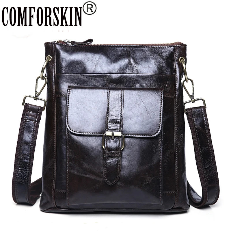 

COMFORSKIN Guaranteed 100% Genuine Leather 2018 New Arrivals Vintage Men Messenger Bags European And American Male Shoulder Bag