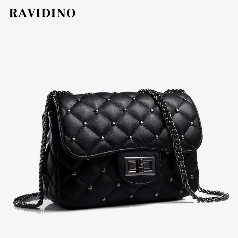 

2019 summer New Vintage Rivet Small Square Crossbody Bags Mini Women Handbag Lock Pu Leather Chain Shoulder Bag Woman Messeng