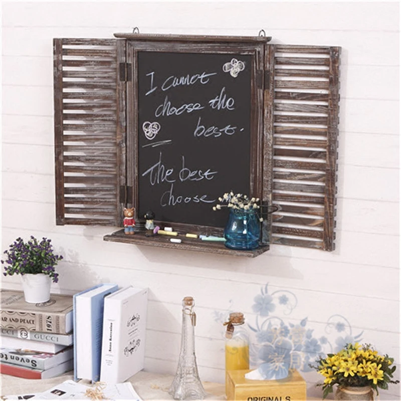 Novelty Creative real wood wall message board False window in Frame