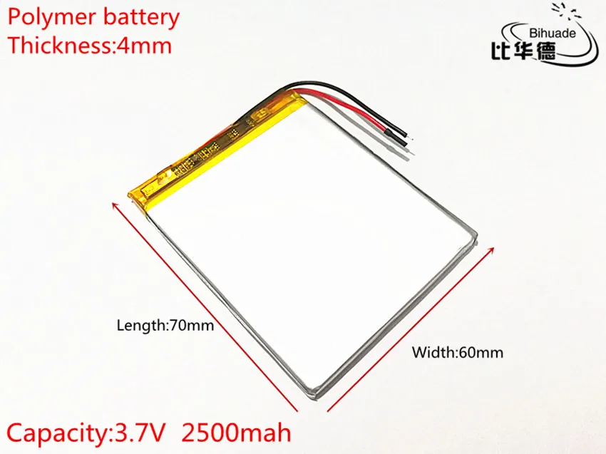 

3.7V 2500mAh 406070 Lithium Polymer Li-Po li ion Rechargeable Battery cells For Mp3 MP4 MP5 GPS PSP mobile bluetooth