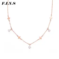 F.I.N.S Мода в Корейском стиле модное золотое ожерелье для Для женщин простой Нержавеющая сталь заявление Цепочки и ожерелья со звездой Для