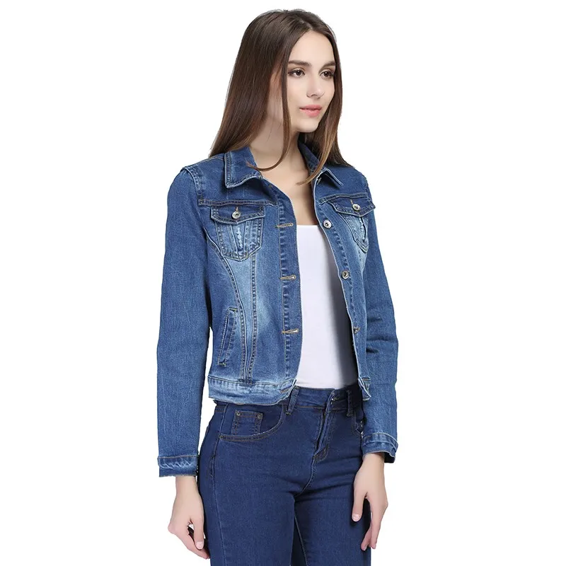 Зимняя распродажа, Модная Джинсовая женская куртка размера плюс 5XL 6XL, осенняя растягивающаяся короткая джинсовая куртка с длинным рукавом