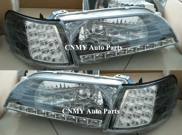 Black & LED JDM Head lamps+LED Corner Turn Signal lights for 1993 97 02