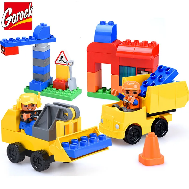

GOROCK 52pcs City Engineering Car Big Building Blocks Compatible LegoINGLY Duplo Excavator Large DIY Bricks Toys for Children