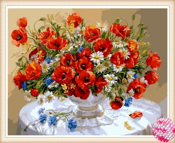 

2018 new diy diamond painting cross stitch kit crystal diamond embroidery resin drill mosaic pattern flower and vase for gift