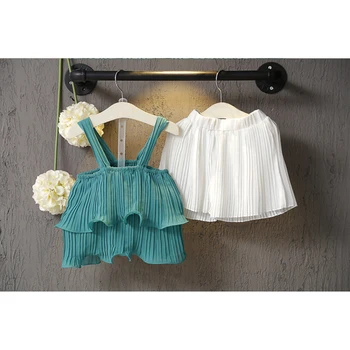 

chifuna New Arrival Girls 2pcs Girls Sleeveless Pleated Vest + Short Summer Children Suit Clothes Baby Girl Clothes Sets Sling
