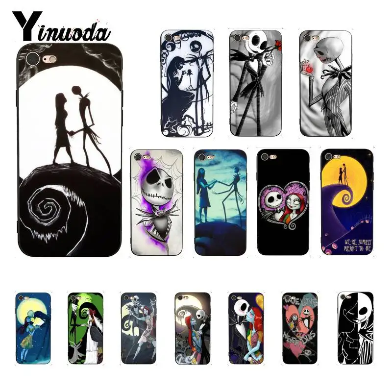 

Yinuoda The Nightmare Before Christmas Jack Skellington and Sally Phone Case for iPhone 8 7 6 6S 6Plus X XS MAX 5 5S SE XR 10