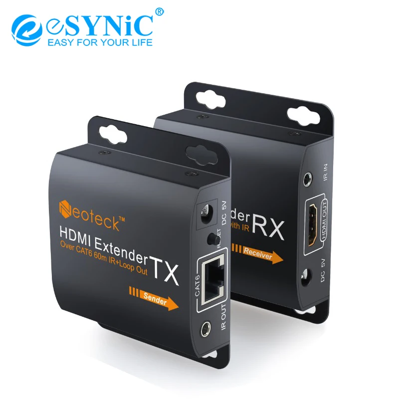 ESYNiC 1080p HDMI удлинитель IR Blaster приемник Удлинитель HD сигнал до 60 м RJ45 передатчик TX/RX