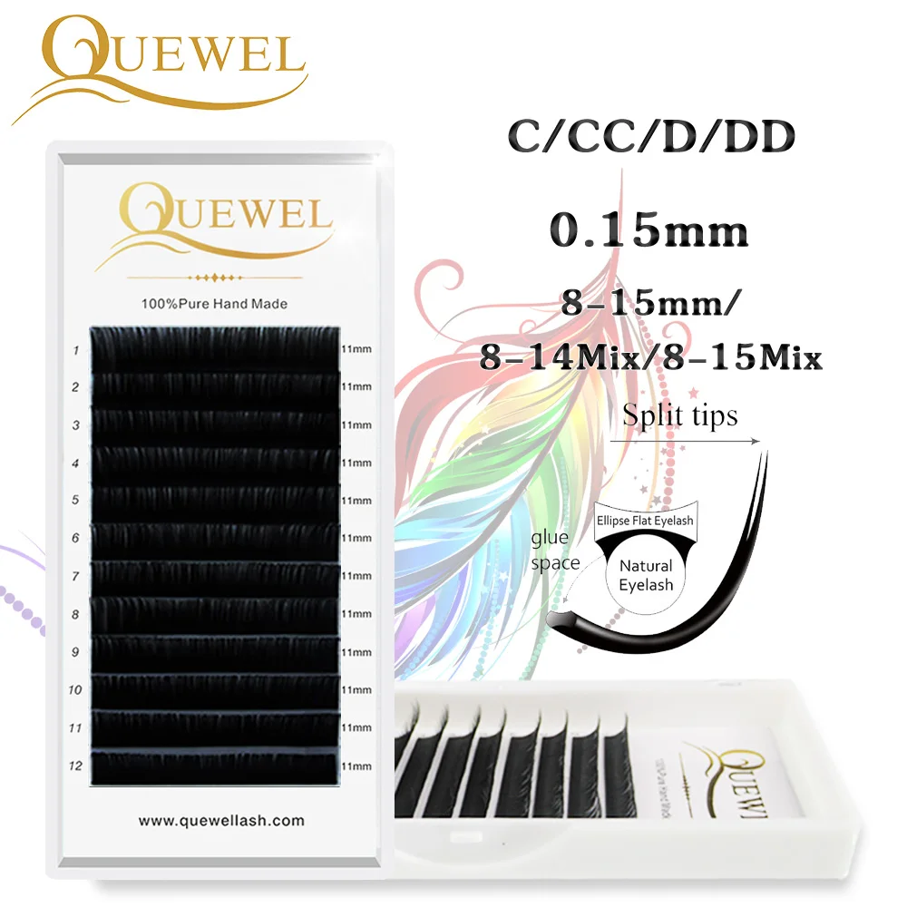 

Ellipse Flat Lashes with Split Tips Flat Lash Extension for Professionals Profession Soft Silk Synthetic Flat Eyelash Flat Lash