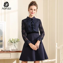 L/4XL/5XL сексуальное кружевное тонкое платье осень весна длинный рукав гофрированное короткое тонкое платье размера плюс повседневное женско...(China)