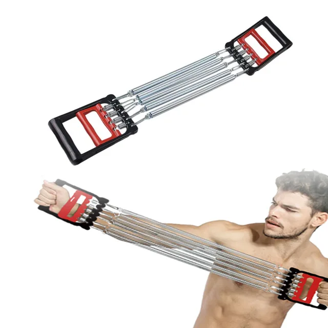 Chest expander exerciser dual purpose adjustable 5 elastic springs