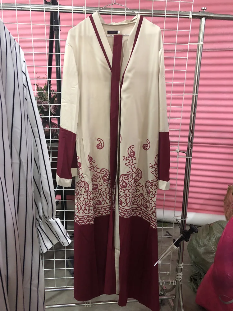 HANZANGL Мода красный принт женские мусульманские платья abaya Макси платье Ближний Восток длинный халат Женское платье Дубай Арабский исламский одежда