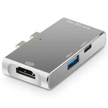 

5 in 1 Daul USB Type C to HDMI 4K 30@hz USB 3.0 SD TF Card Reader Hub Type C PD Charging Adaper for Macbook 13 15 inch