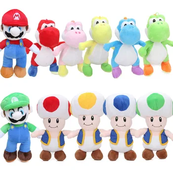 

10pcs/lot 25cm Super Mario Bros Luigi Yoshi Soft Plush Toys Anime Cosplay Figure Runing Yoshi Pendant Keyring Animal Dolls Toys