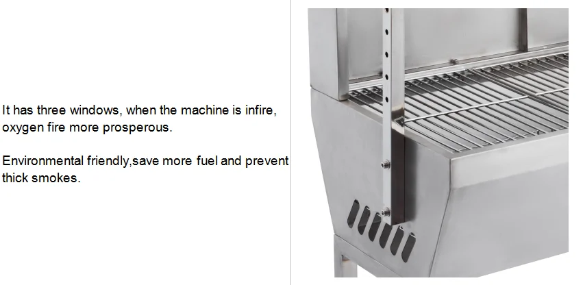 Барбекю гриль 132 фунтов нержавеющей ягненка барбекю жаровня вертел свинья курица регулируемая