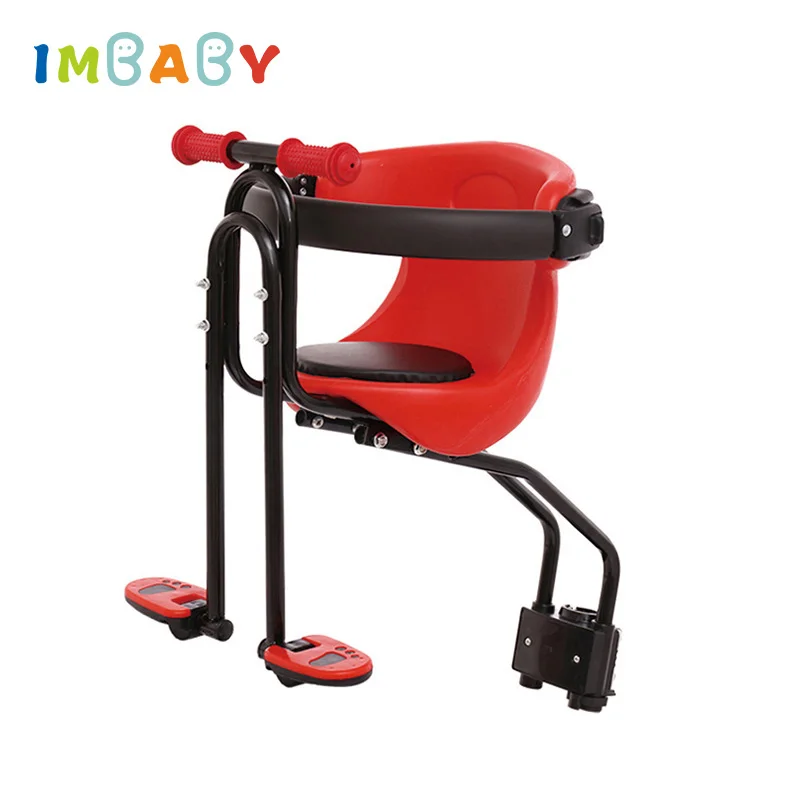 

IMBABY Child Bicycle Safe Baby Seat Child Safety Carrier Front Seat Saddle Cushion with Back Rest Foot Pedals Bicycle Baby Seat