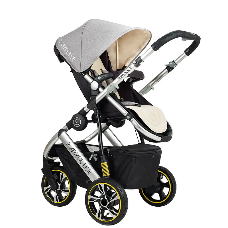 Babyruler/детская коляска 3 в 1 с высоким пейзажем, 3 цвета, алюминиевая Роскошная складная детская коляска для новорожденных, детская коляска