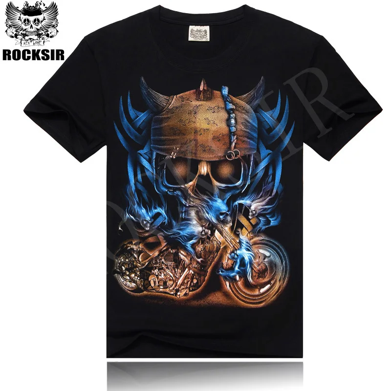

2015 New Fashion Men's Short Sleeve Cotton Black t shirt Unique Men Skull Printed T shirt Men's T-Shirt designer clothes