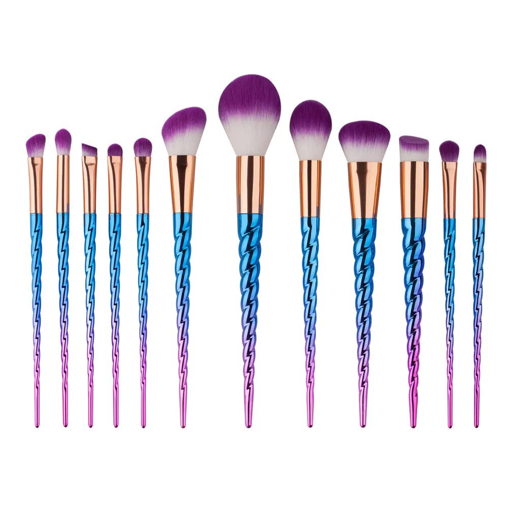 

12PCS  colorful Make Up Foundation Eyebrow Eyeliner Blush Cosmetic Concealer Plastic Handle Brushes Make Up Beauty Tool kits