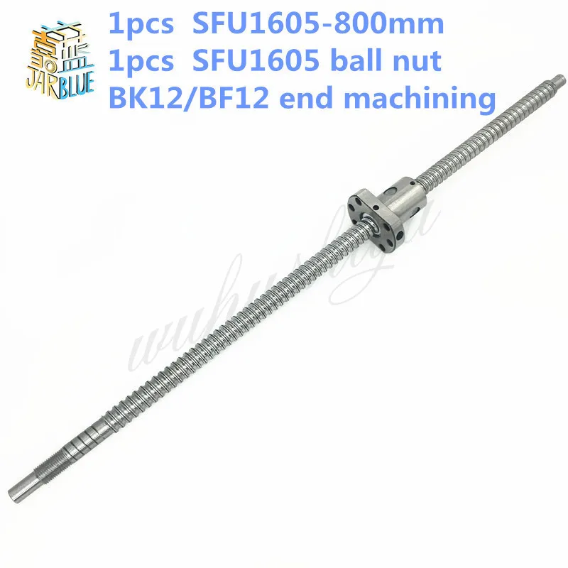 

Free Shipping SFU1605 800mm RM1605 800mm Rolled Ball screw 1pc+1pc ballnut SFU1605 + end machining for BK/BF12
