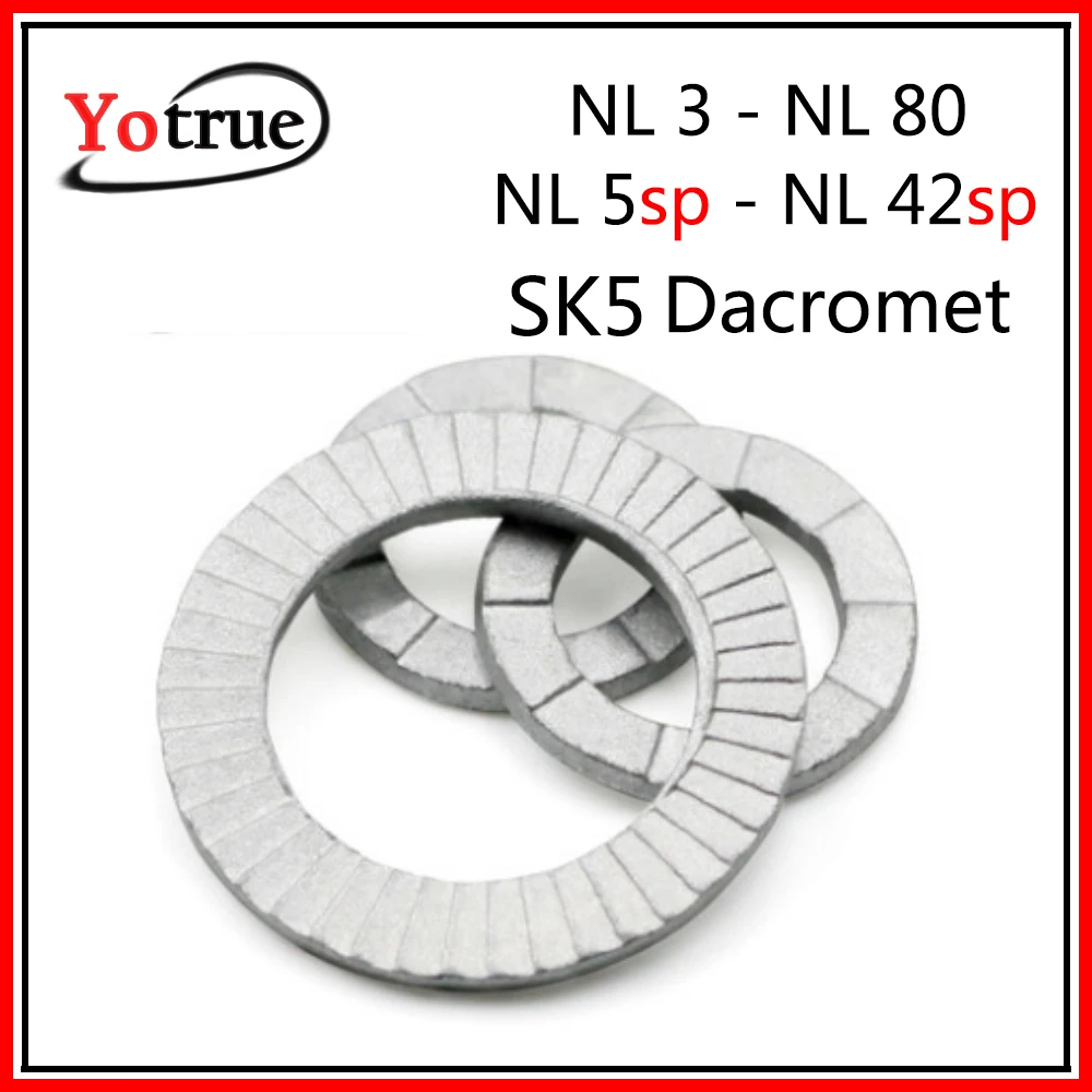 

1-50pcs DIN25201 NL3/4/5/6/12-NL80/5SP-42SP two fold self locking nord lock washers SK5 dacromet Loose-proof shock-proof gasket