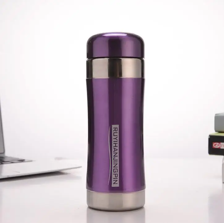 420 мл из нержавеющей стали стакан для воды двухэтажный бизнес бутыль для чая или воды термочашки чашки подарок для мужчин и женщин - Цвет: purple