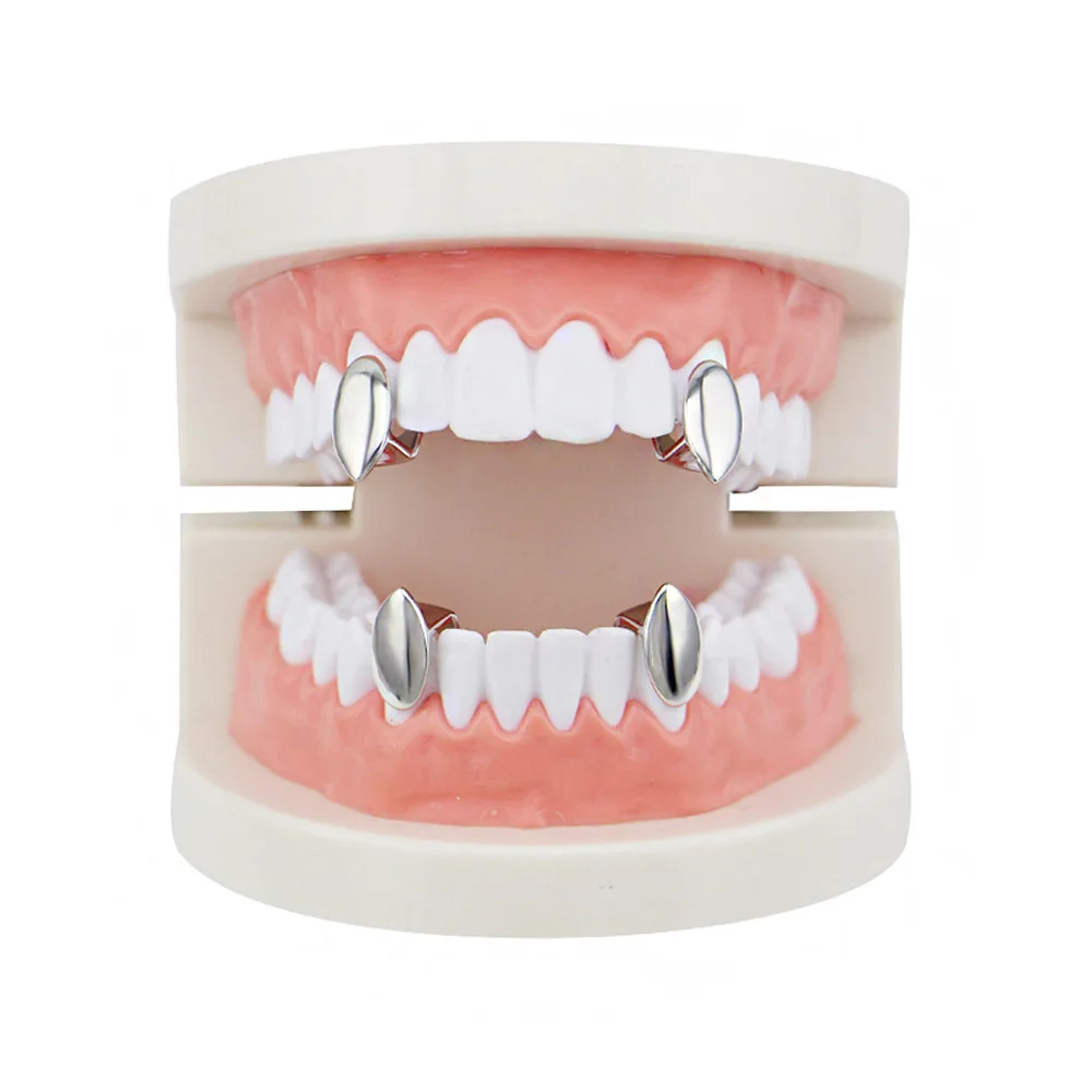 Single Fangs Teeth Grillz 4 Color Smooth Silver Gold Rose Gold Color Grillz Teeth Cheap Teeth Set Hip Hop Men Jewelry -1 (4)